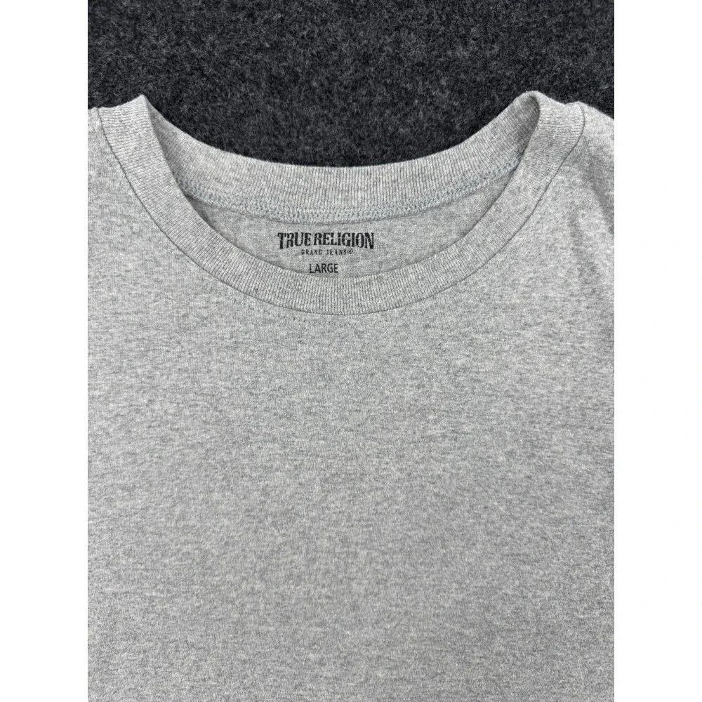 True Religion T Shirt‎ Mens Large Heather Gray Cotton Logo Crew Neck Classic